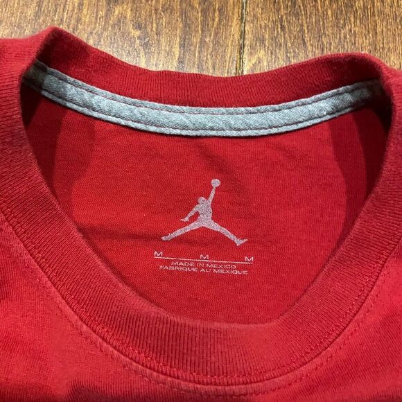 Jordan Flight Flight Mascot Red Black Cotton Blend T-Shirt Men's Size Medium - Picture 6 of 8